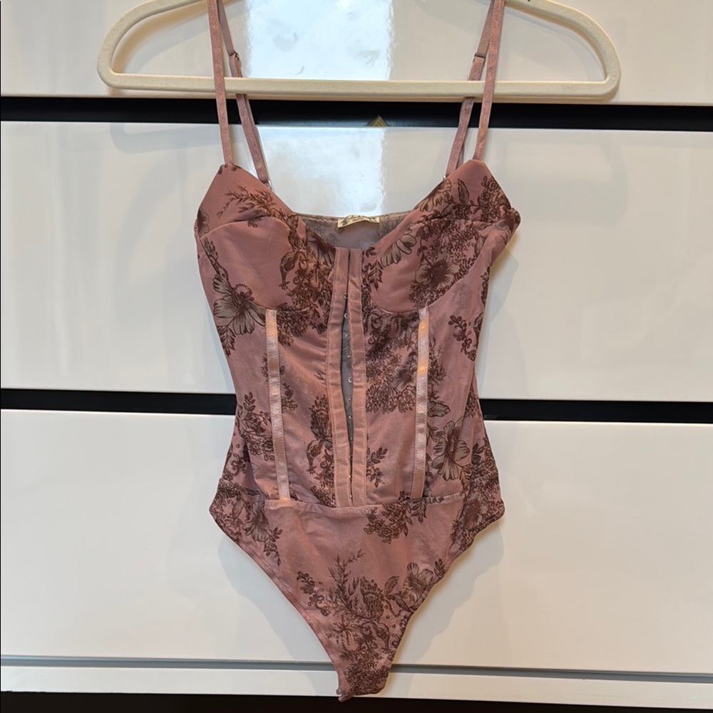 Free People Pink Floral Bodysuit